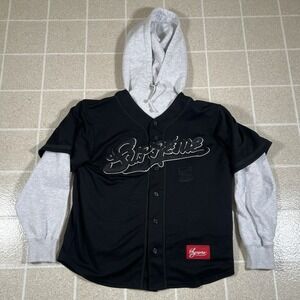 Supreme Baseball Jersey hooded sweatshirt hoodie Size S Black 5 SS22